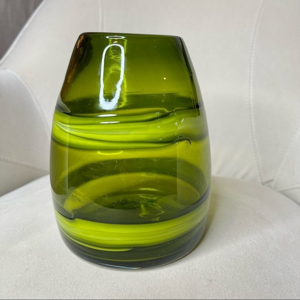 MURANO ART GLASS Sasso Vase Luciano Gaspari Salviati Green swirl 1960’s